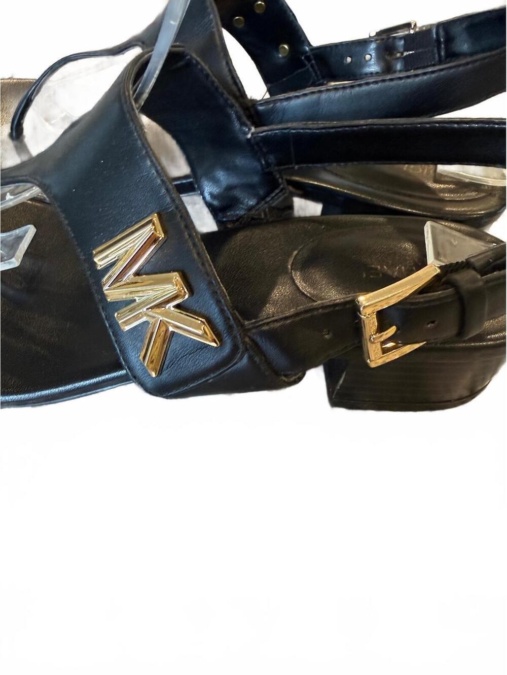 Michael Kors Jilly T-Strap Sandals Black Leather Women's Size 8.5 - Picture 6 of 7
